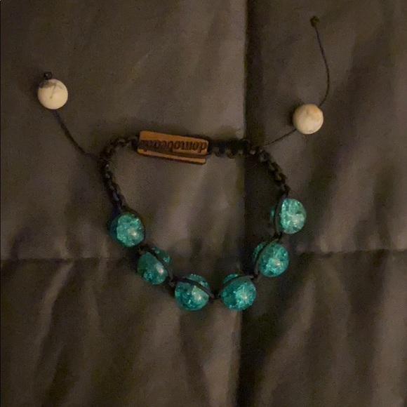 Blue and white ball adjustable bracelet - Picture 2 of 4